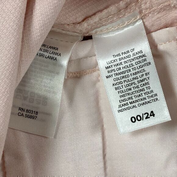 Lucky Brand Corduroy Pants Women Size 24 Pink Stretch Straight Leg Cropped Pants - Picture 12 of 13